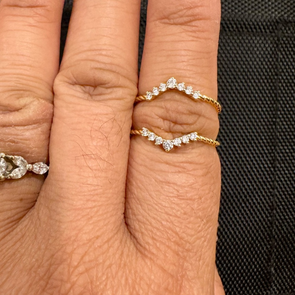 Elegant Gold CZ Diamond Guard Rings